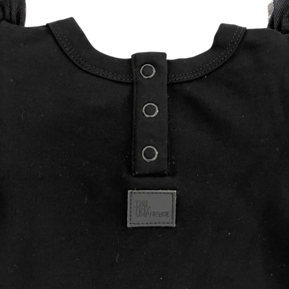 NWT The Tiny Universe Black Organic Bodysuit Tulle Ruffles 12 Months - Picture 7 of 9